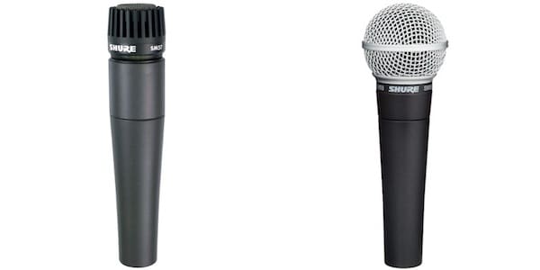 Qual è il tipo più comune di microfono? (con esempi) 5 Shure SM57(sinistra) e Shure SM58(destra) sono microfoni dinamici a bobina mobile standard per situazioni di amplificazione sonora dal vivo